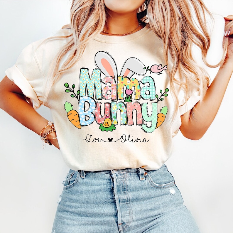 Mama Bunny 2024 Easter Women Printed T-shirt 