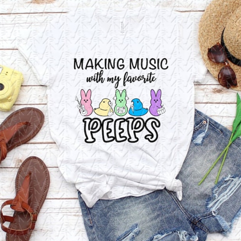 Easter Making Music with My Favorite Peeps Printed T-shirt 