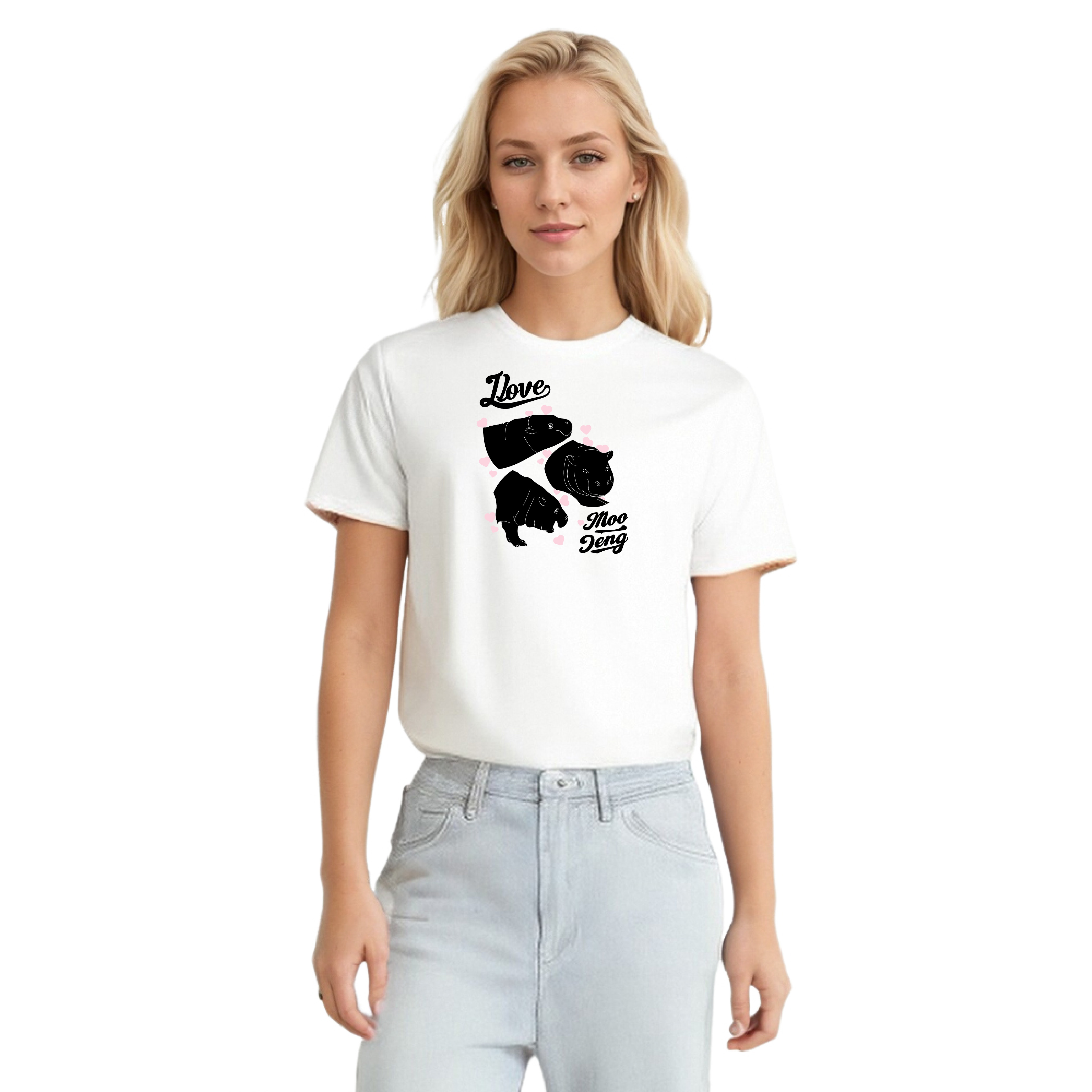 I Love Moo Deng Pygmy Hippopotamus Lover T-Shirt