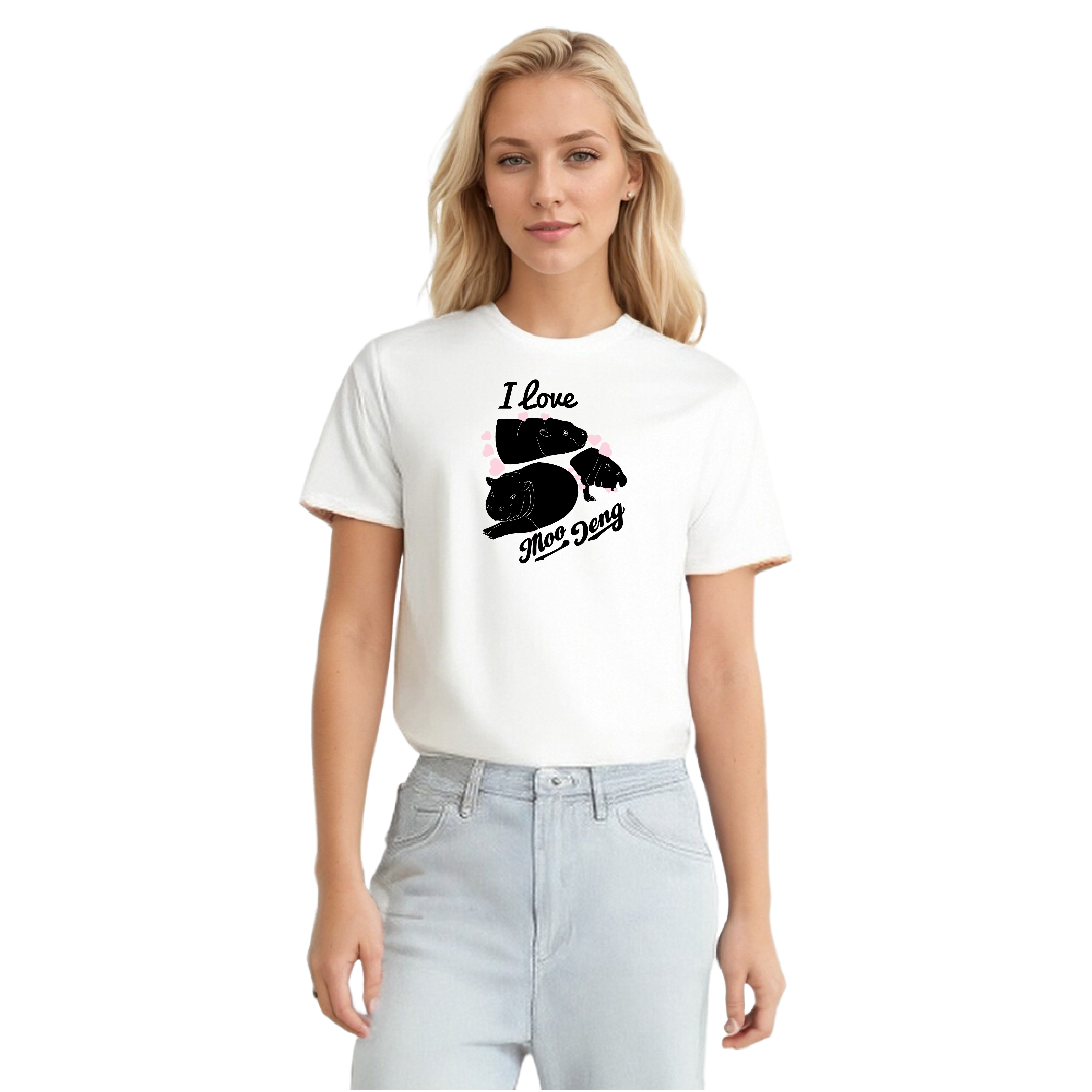 I Love Moo Deng Pygmy Hippopotamus Lover T-Shirt