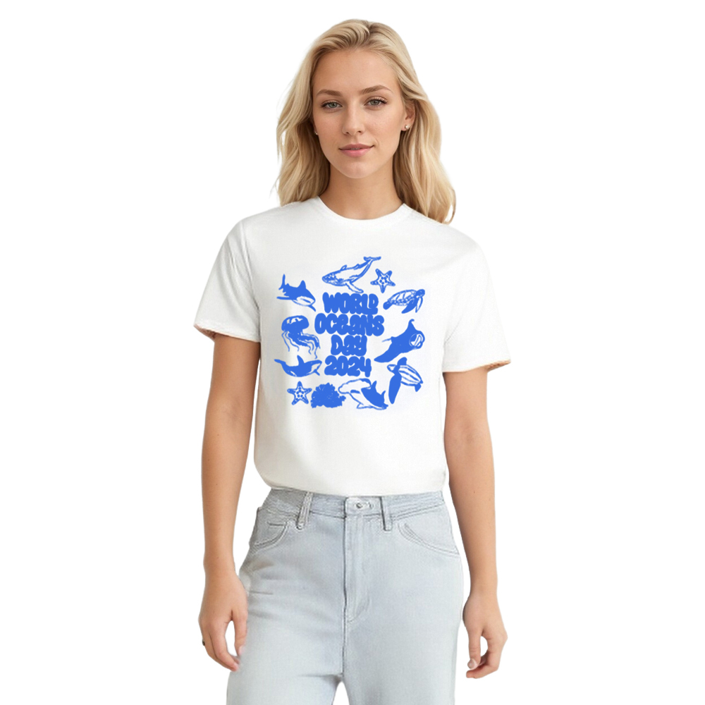 World Oceans Day 2024 Marine Organism Printed T-Shirt