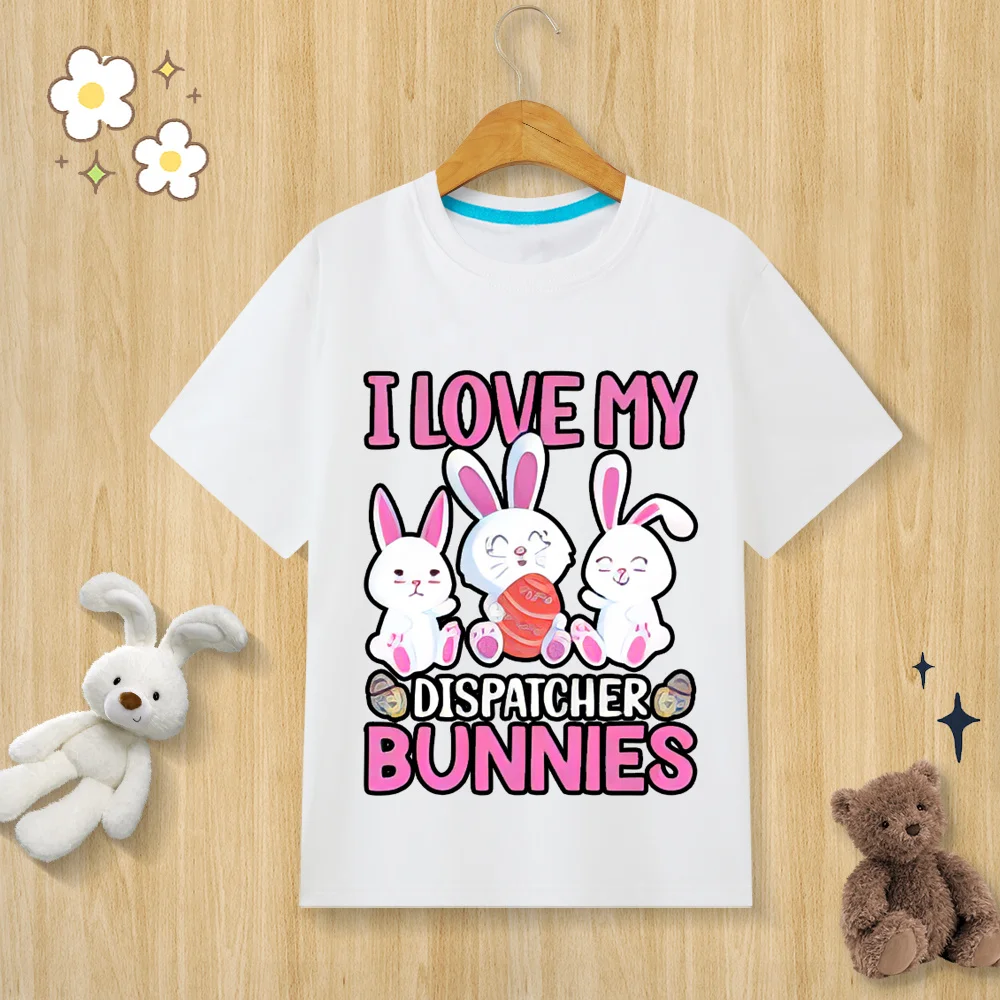 2024 Easter I Love My Dispatcher Bunnies Printed T-shirt