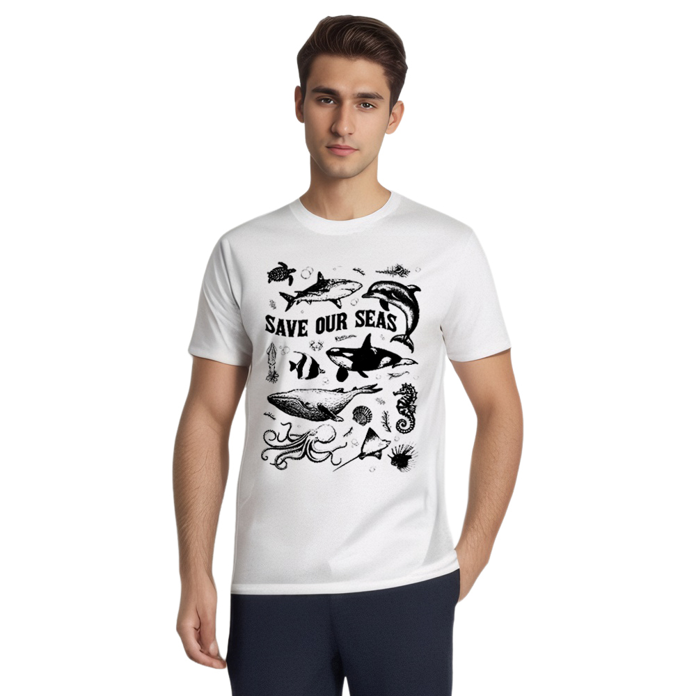 Save Our Seas 2024 World Oceans Day Marine Organism Printed T-Shirt