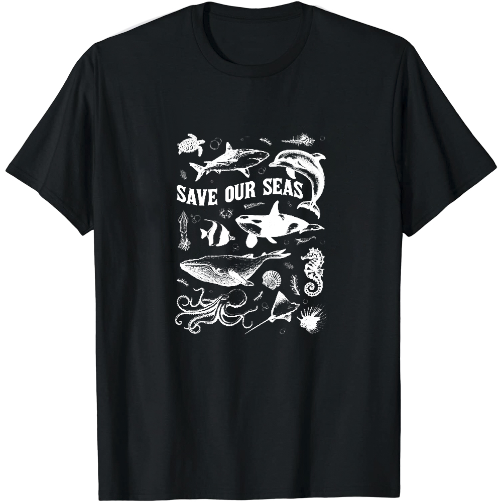 Save Our Seas 2024 World Oceans Day Marine Organism Printed T-Shirt