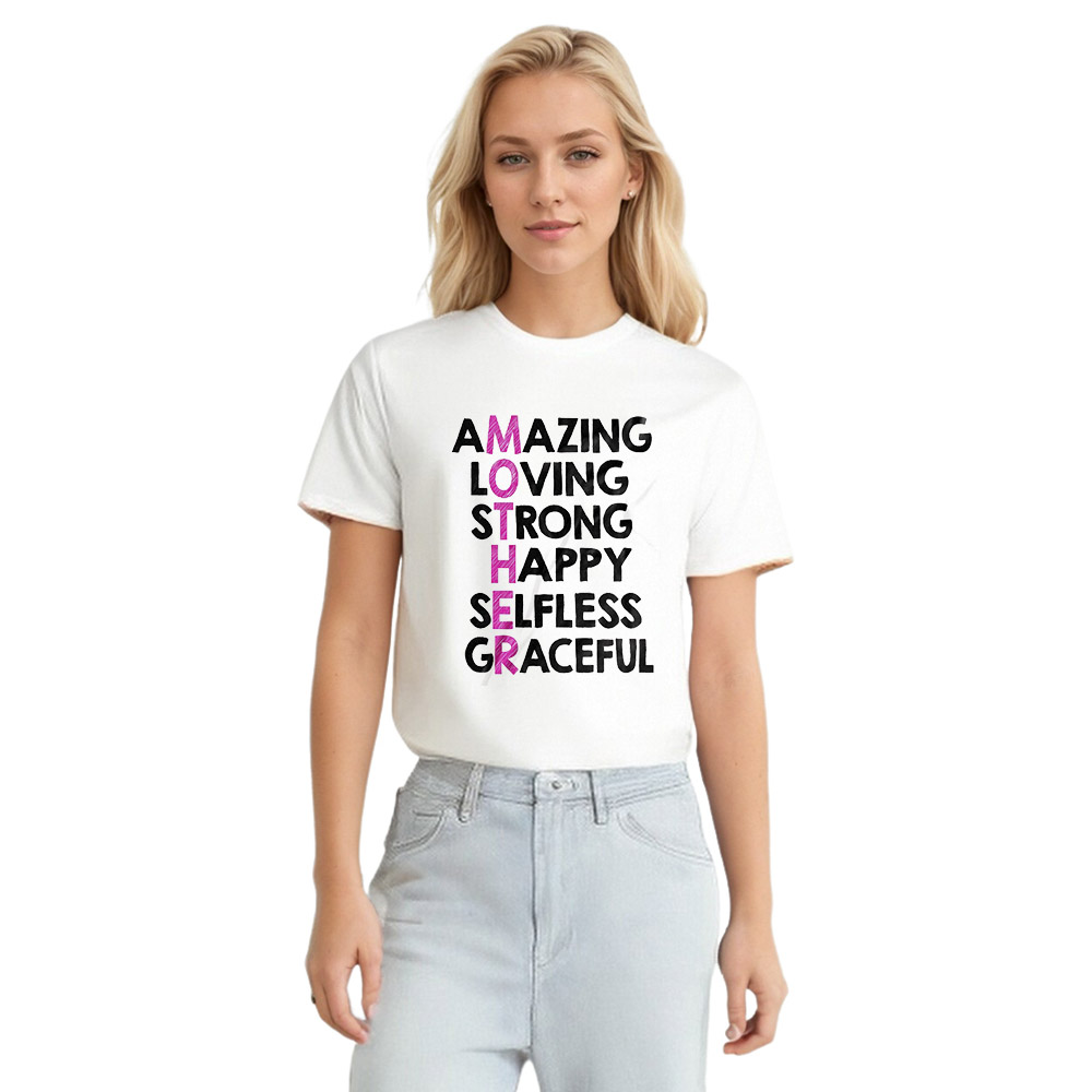 Mother's Day Unique Arrangement Mother Spelling Printed T-Shirt