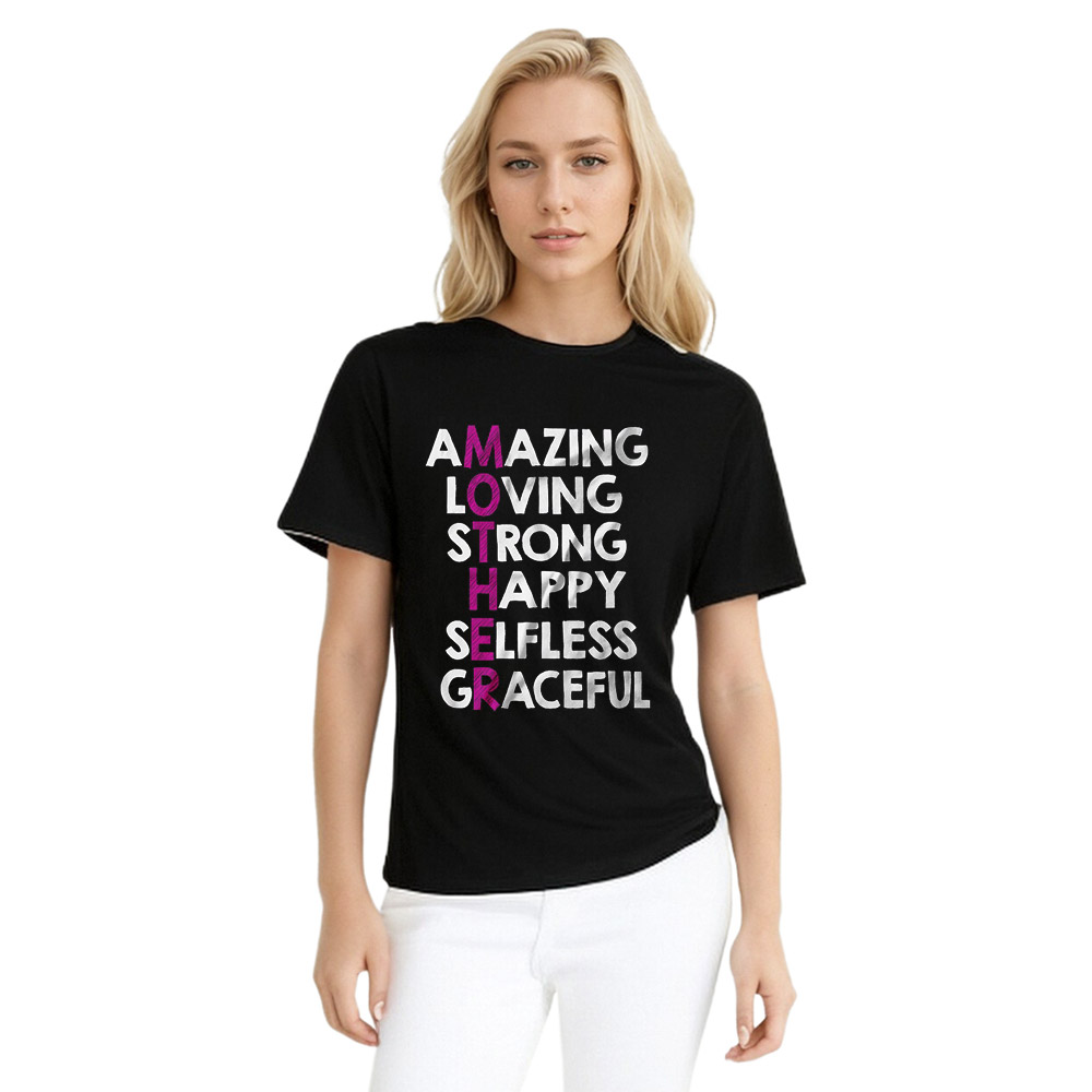 Mother's Day Unique Arrangement Mother Spelling Printed T-Shirt