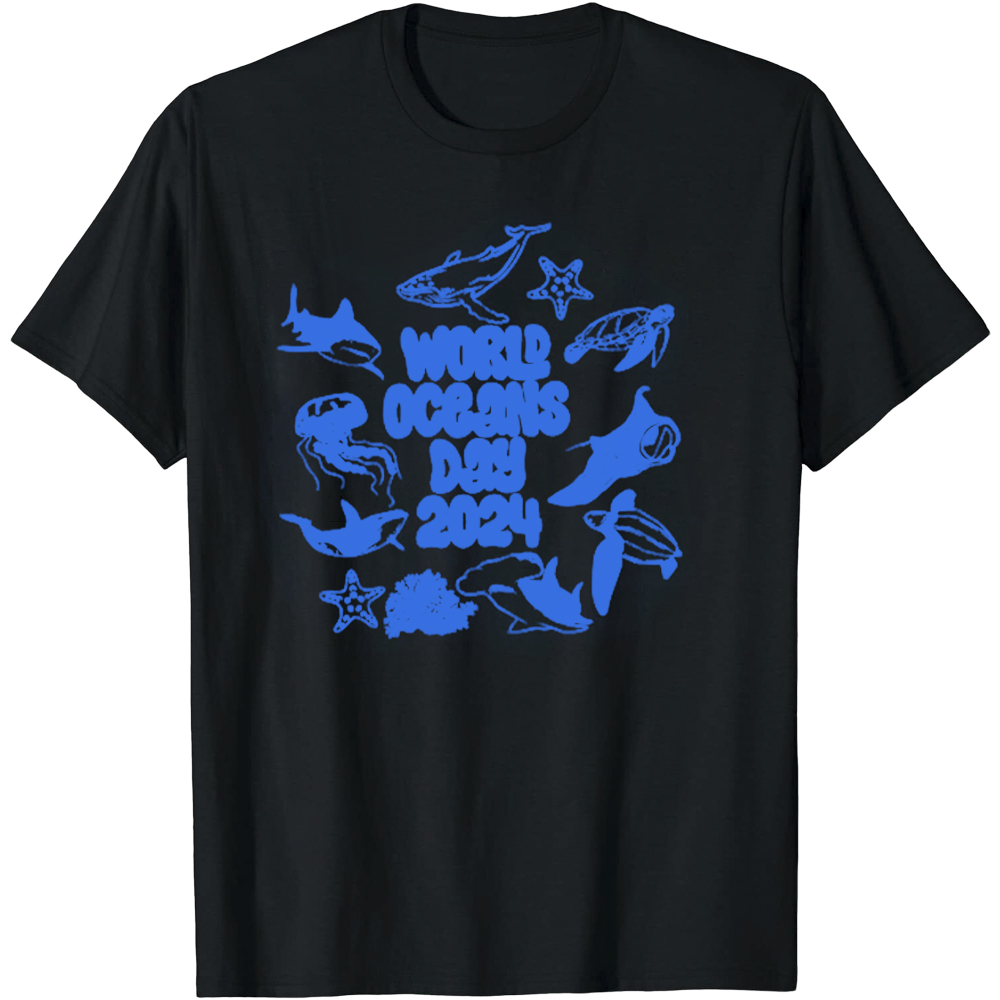 World Oceans Day 2024 Marine Organism Printed T-Shirt