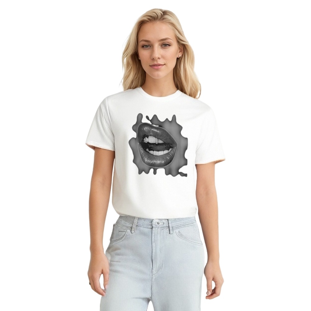 Street Style Mouth Unique Art Printed T-shirt 