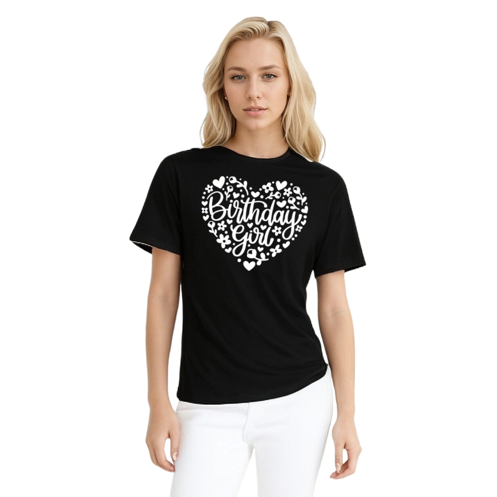 Birthday Gift Birthday Girl Heart Love Printed T-shirt 