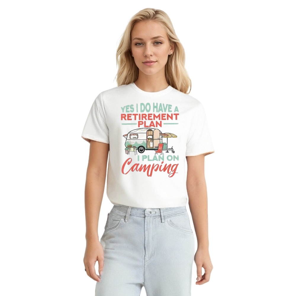 I Plan On Camping Outdoor Camper Printed T-shirt 
