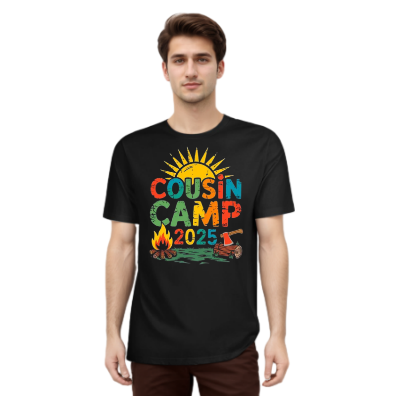 Camping Outdoor Camper Cousin Camp 2025 Printed T-shirt 