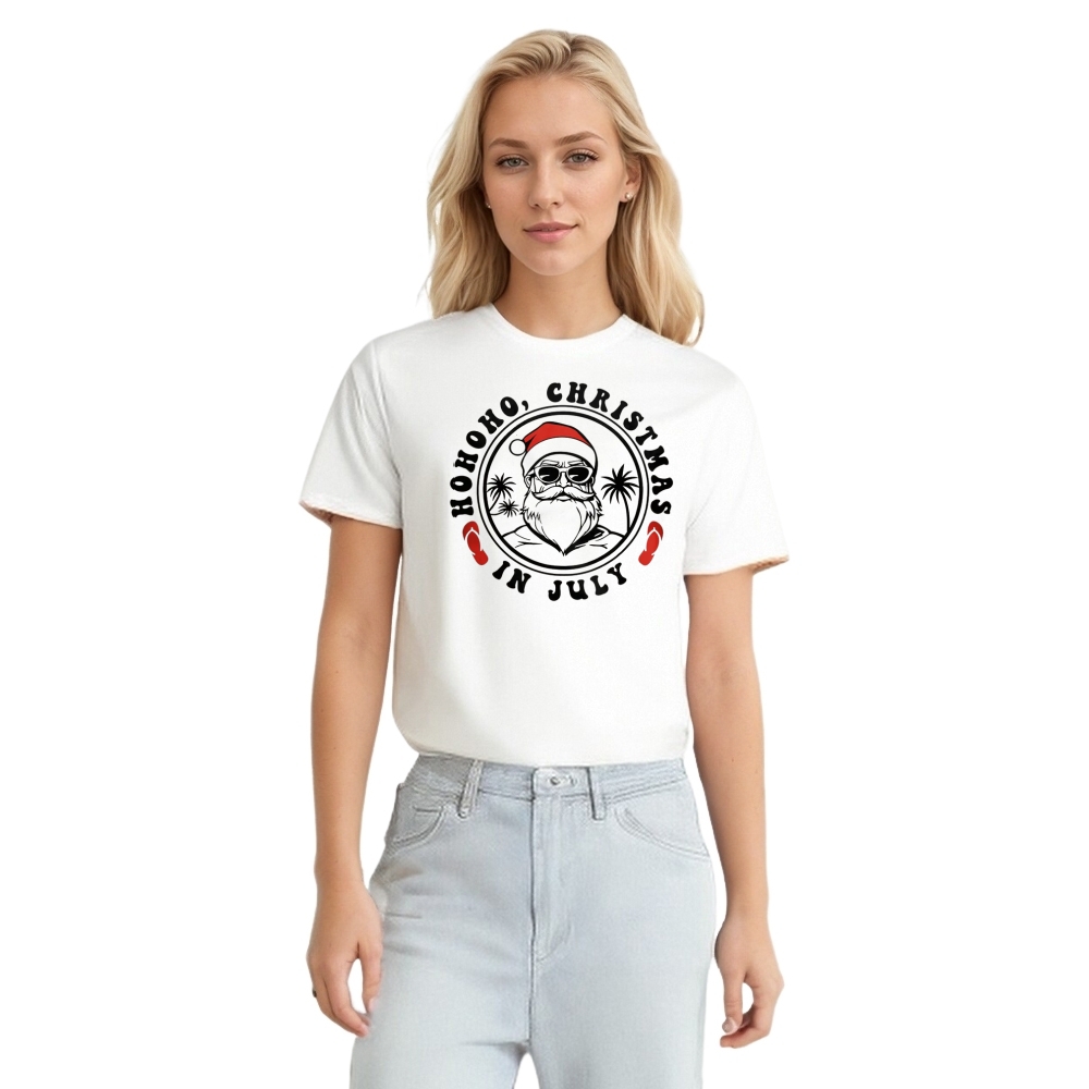 HOHOHO Christmas In July Santa Xmas T-shirt