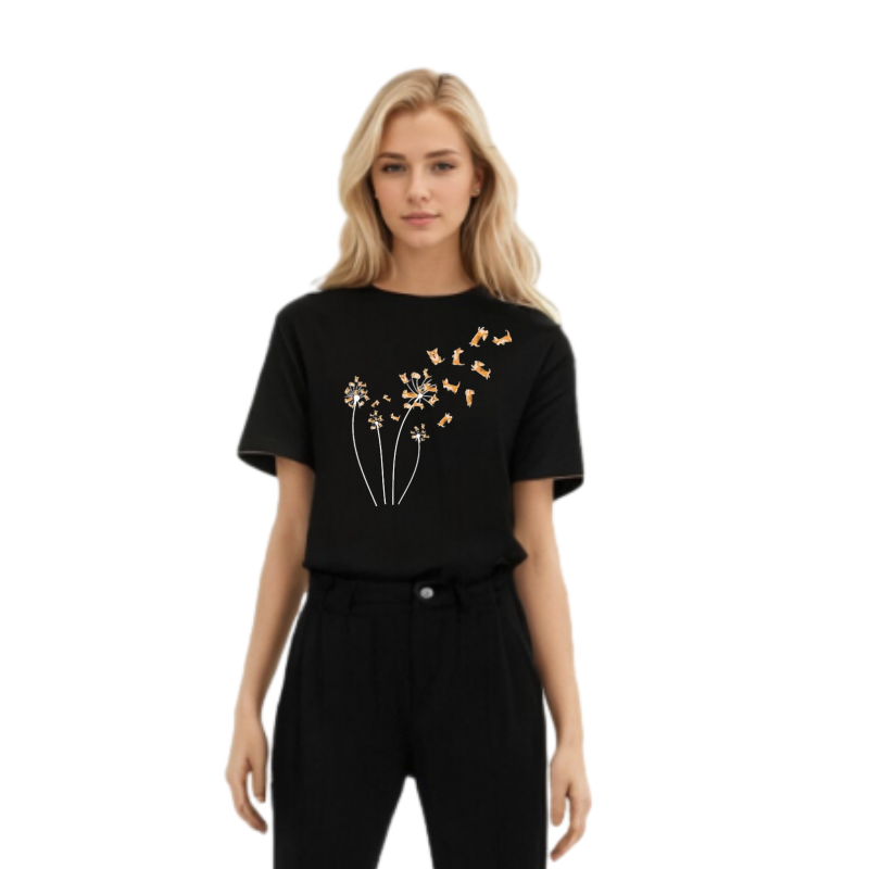 Dandelion Flower Corgi Dog Corgi Lover T-shirt 