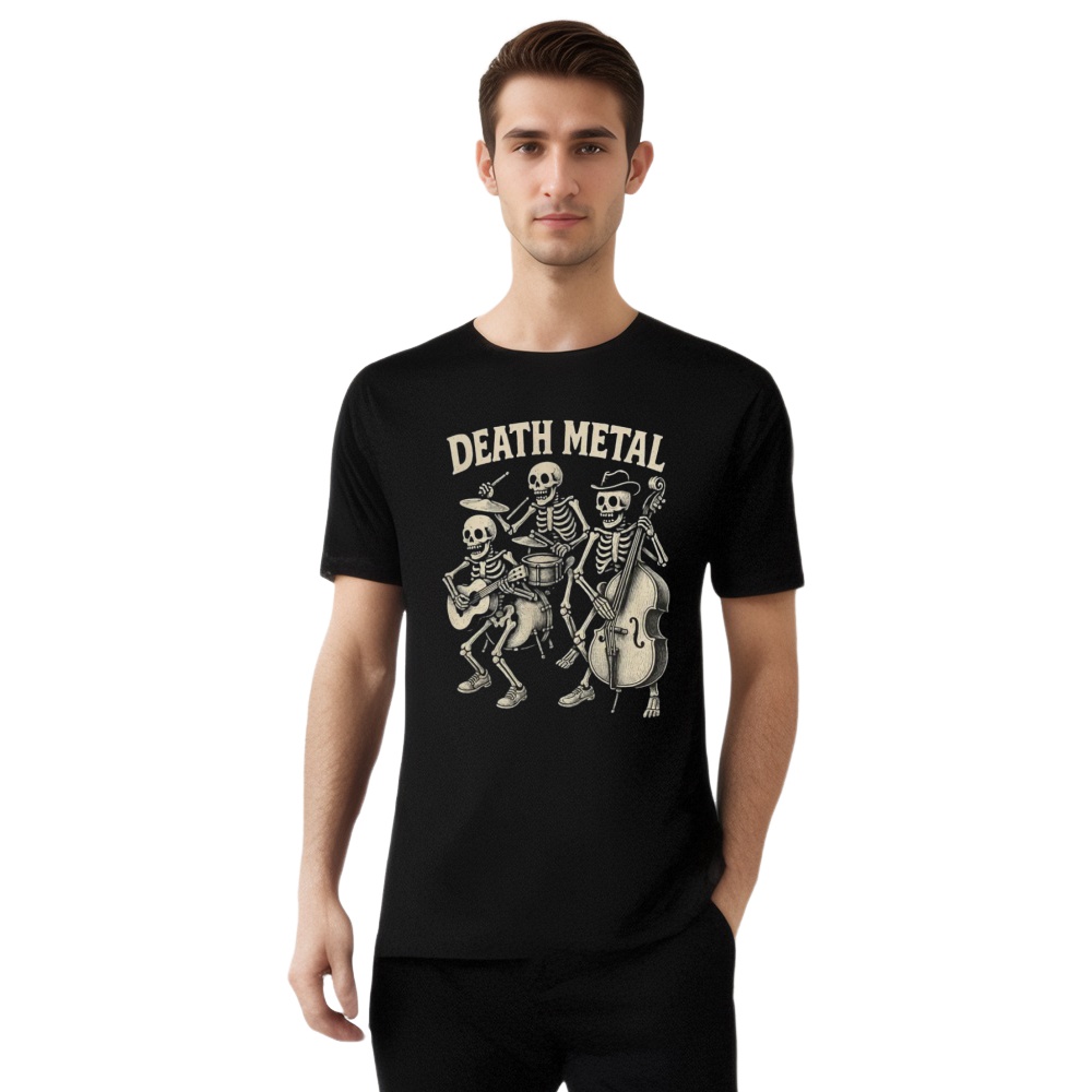 Rock Skeleton Death Metal Dark Style Printed T-shirt 