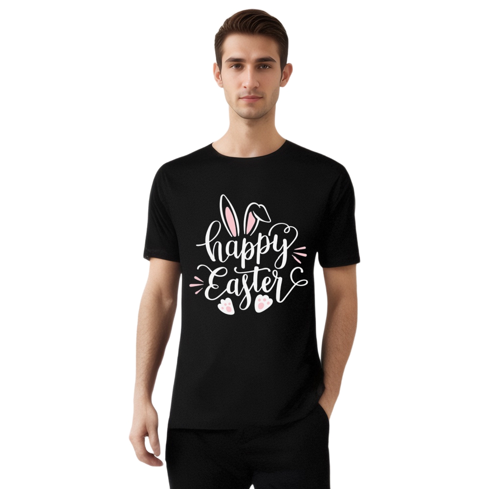 Happy Easter Rabbit Bunny Egg Printed Adult Women O-neck T-shirt 