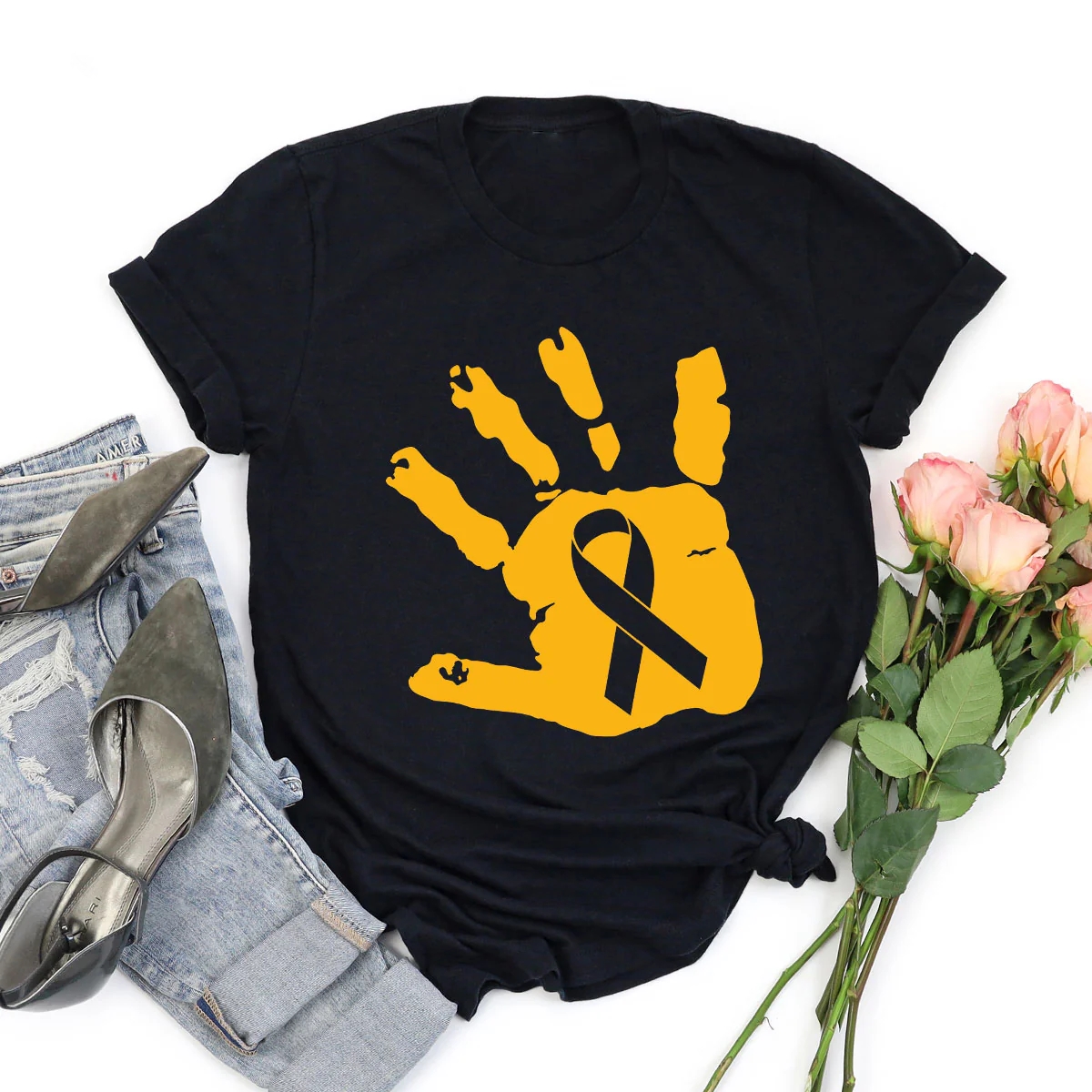 Hand Palm Childhood Cancer Awareness T-Shirt