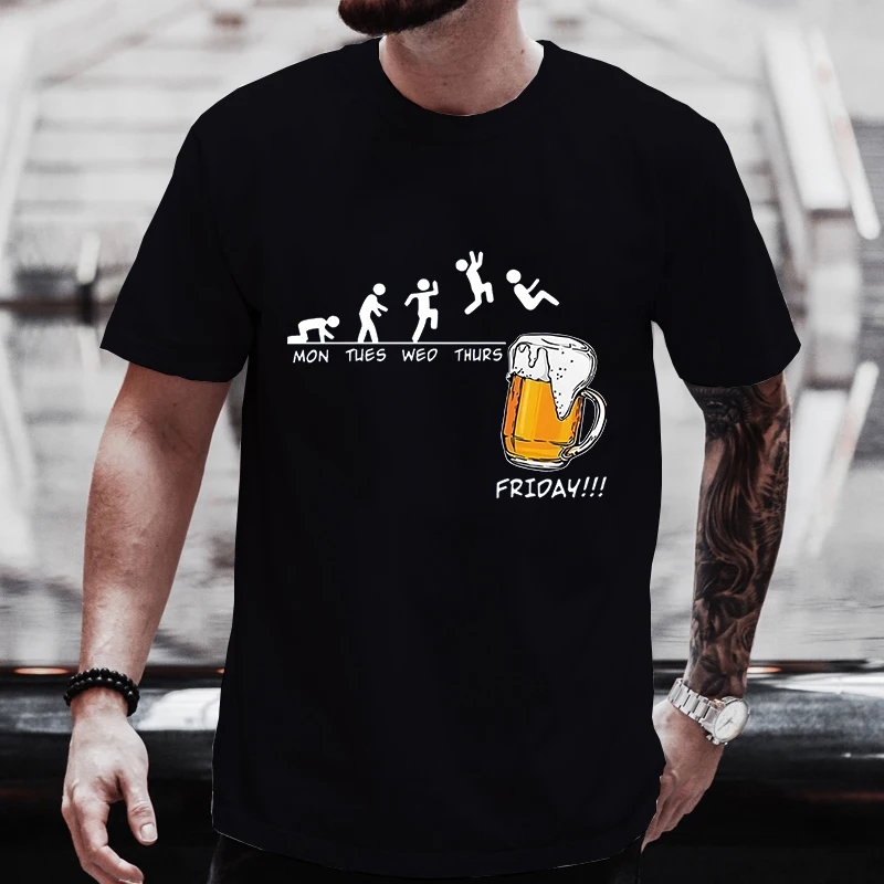 Friday Drinking Beer Lover Printed T-Shirt