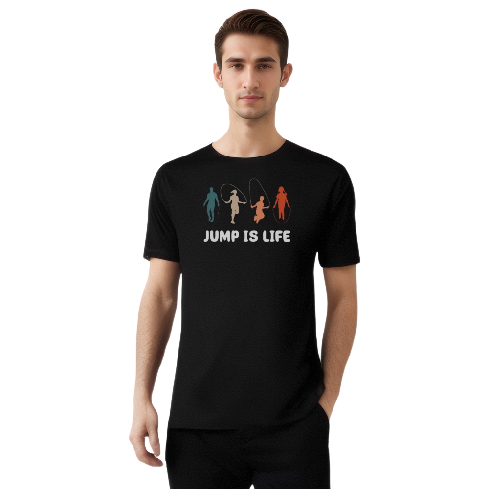 Gym Fitness Jump Is Life Jump Rope Printed T-shirt