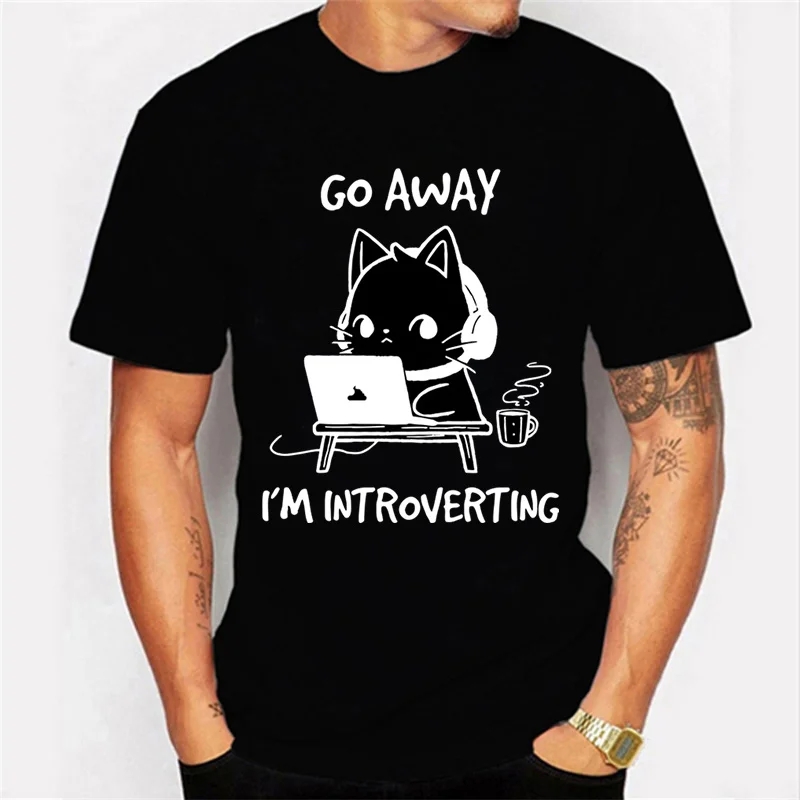 Go Away I’m Introverting Funny Game Gamer Printed T-shirt