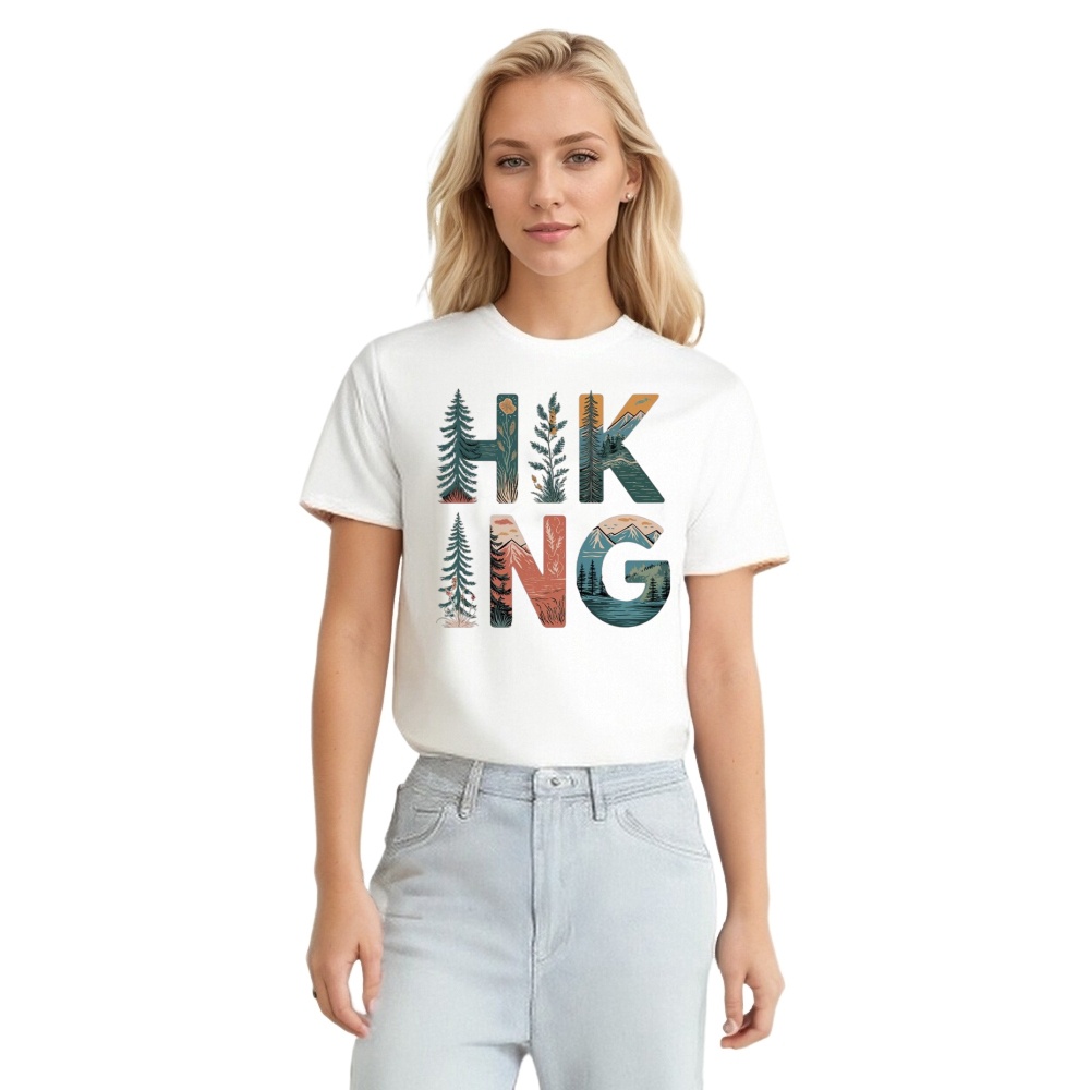 Trees Mountains And Lakes Outdoor Hiker Hiking Printed T-shirt 