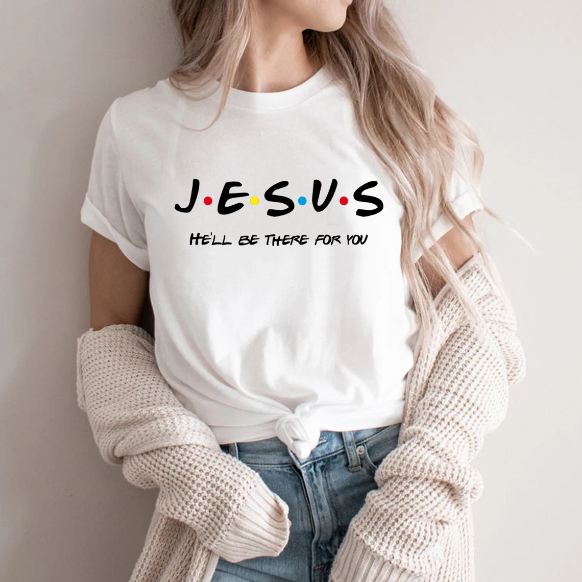 2024 Easter Jesus He'll Be There for You Printed T-Shirt