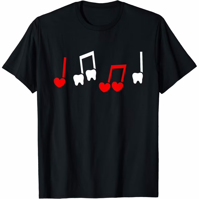 Music Teeth Note Valentine's Day Funny Gift T-Shirt