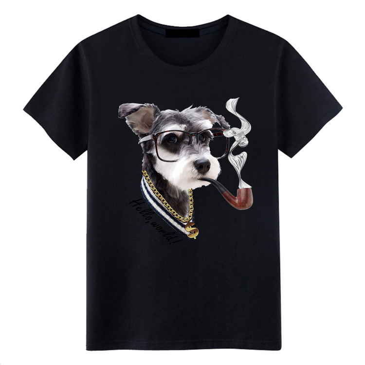 Round Neck Funny Dog Short-sleeved Printed T-shirt