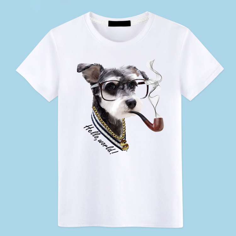 Round Neck Funny Dog Short-sleeved Printed T-shirt