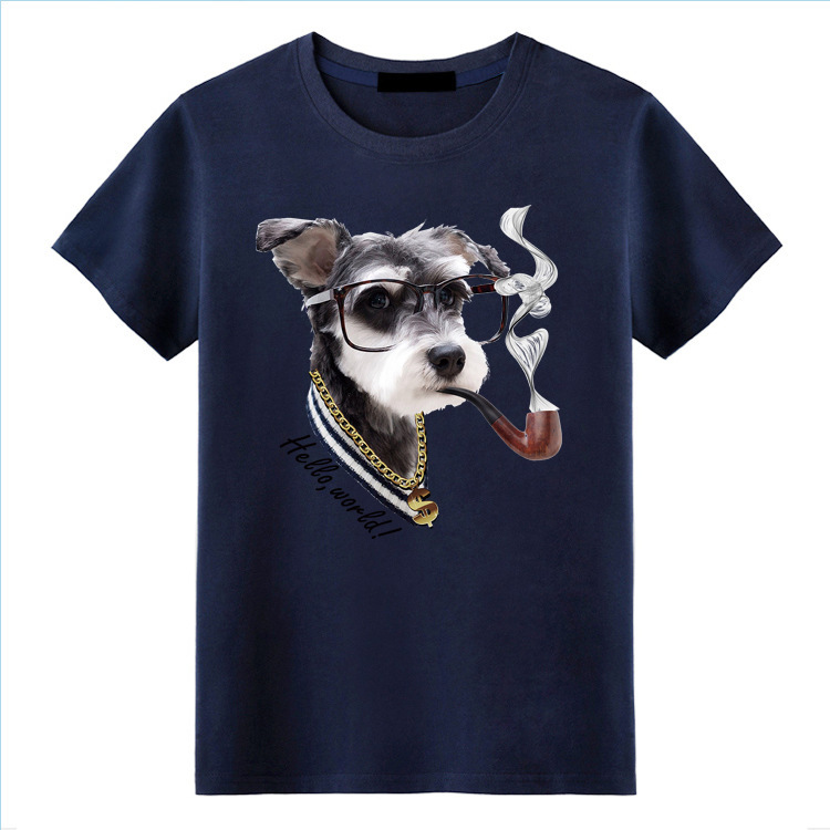 Round Neck Funny Dog Short-sleeved Printed T-shirt