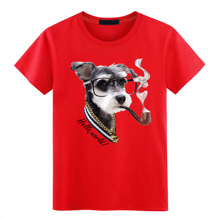Round Neck Funny Dog Short-sleeved Printed T-shirt