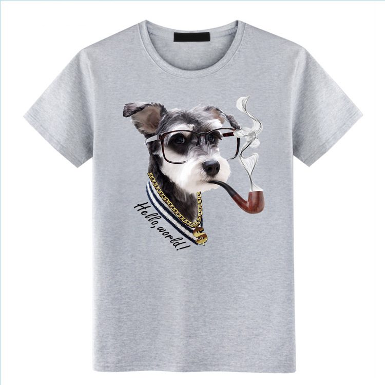 Round Neck Funny Dog Short-sleeved Printed T-shirt