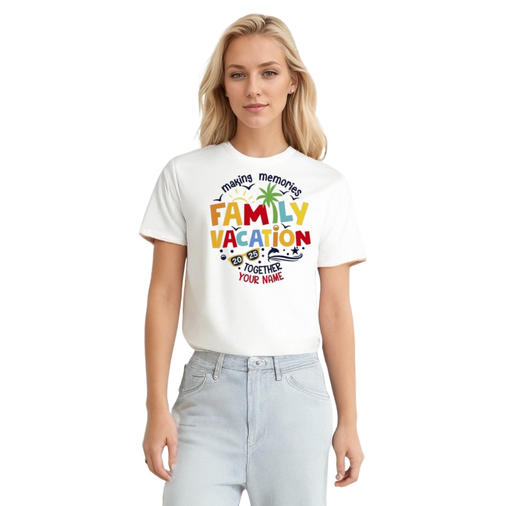 Summer Vacation Making Memories Together Family Custom Name T-shirt