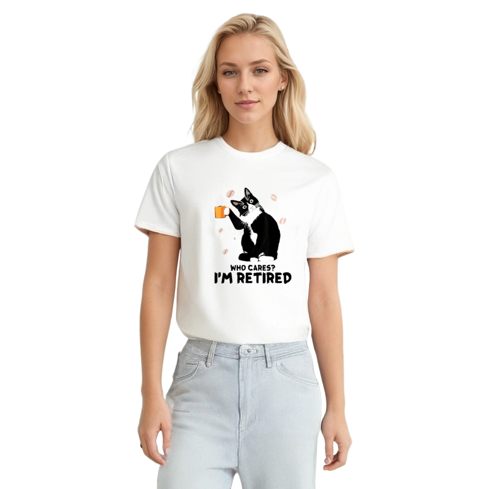  I'm retired Who Cares Cat Funny Gift T-shirt