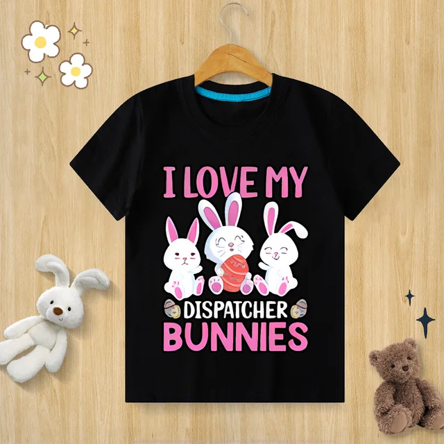 2024 Easter I Love My Dispatcher Bunnies Printed T-shirt