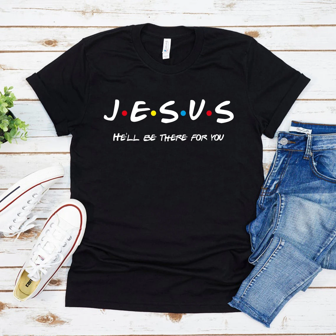 2024 Easter Jesus He'll Be There for You Printed T-Shirt