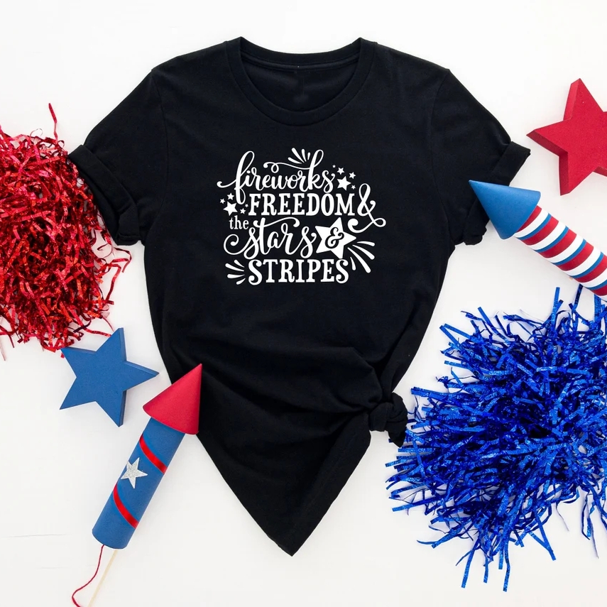 Fireworks Freedom And The Stars And Stripes Independence Day T-Shirt