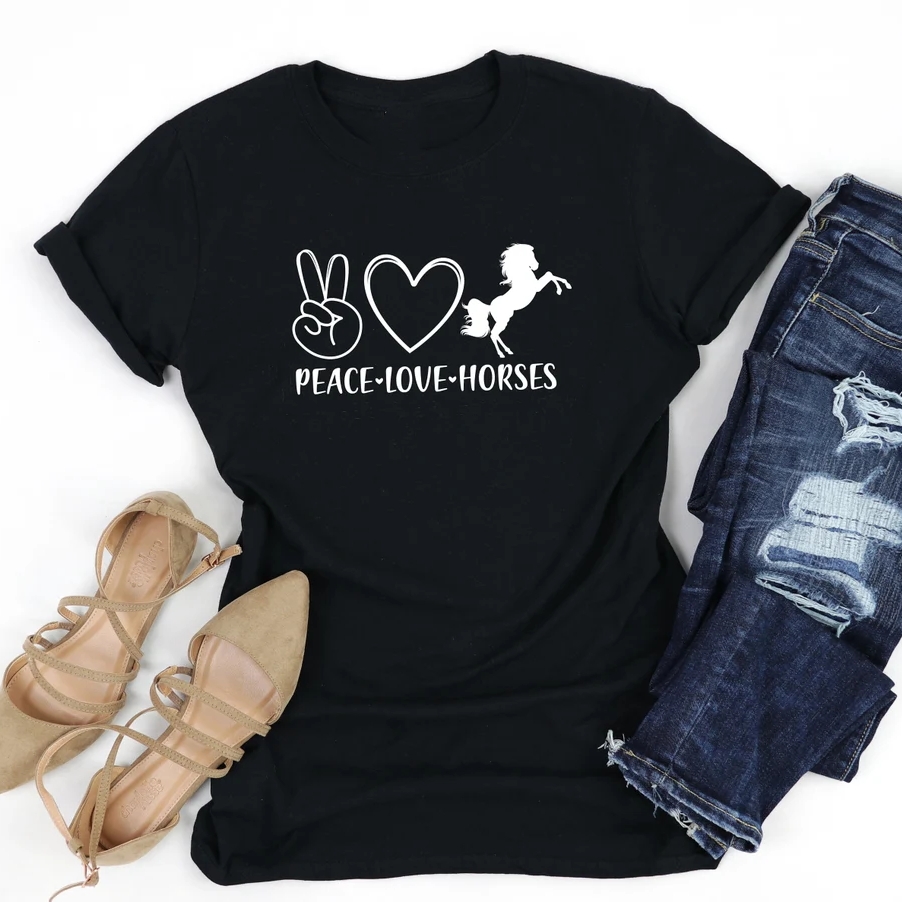 Horse Lover Peace Love Horses I Love Horses Day T-Shirt