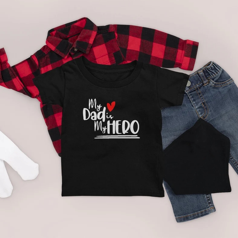 My Dad is My Hero Father's Day Heart Love Printed T-Shirt