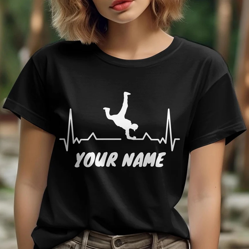 Breakdance Sport Support Breakdancing Heartbeat Custom Name T-Shirt