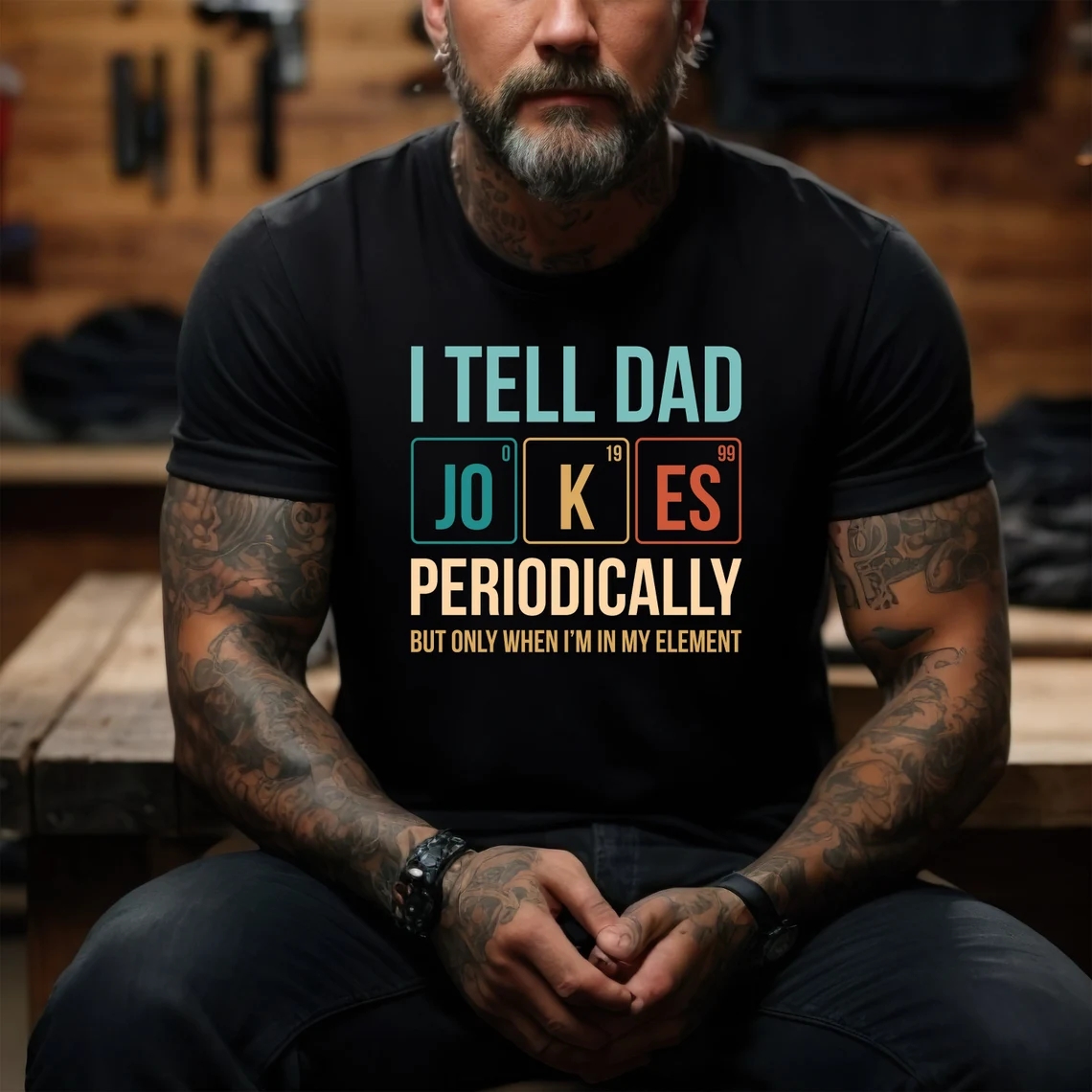I Tell Dad Jokes Periodically Funny Father's Day Printed T-Shirt