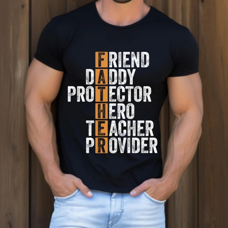 Father's Day Unique Arrangement Father Spelling Printed T-Shirt