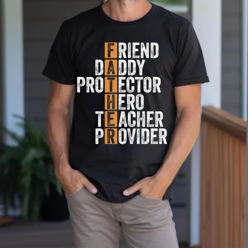 Father's Day Unique Arrangement Father Spelling Printed T-Shirt