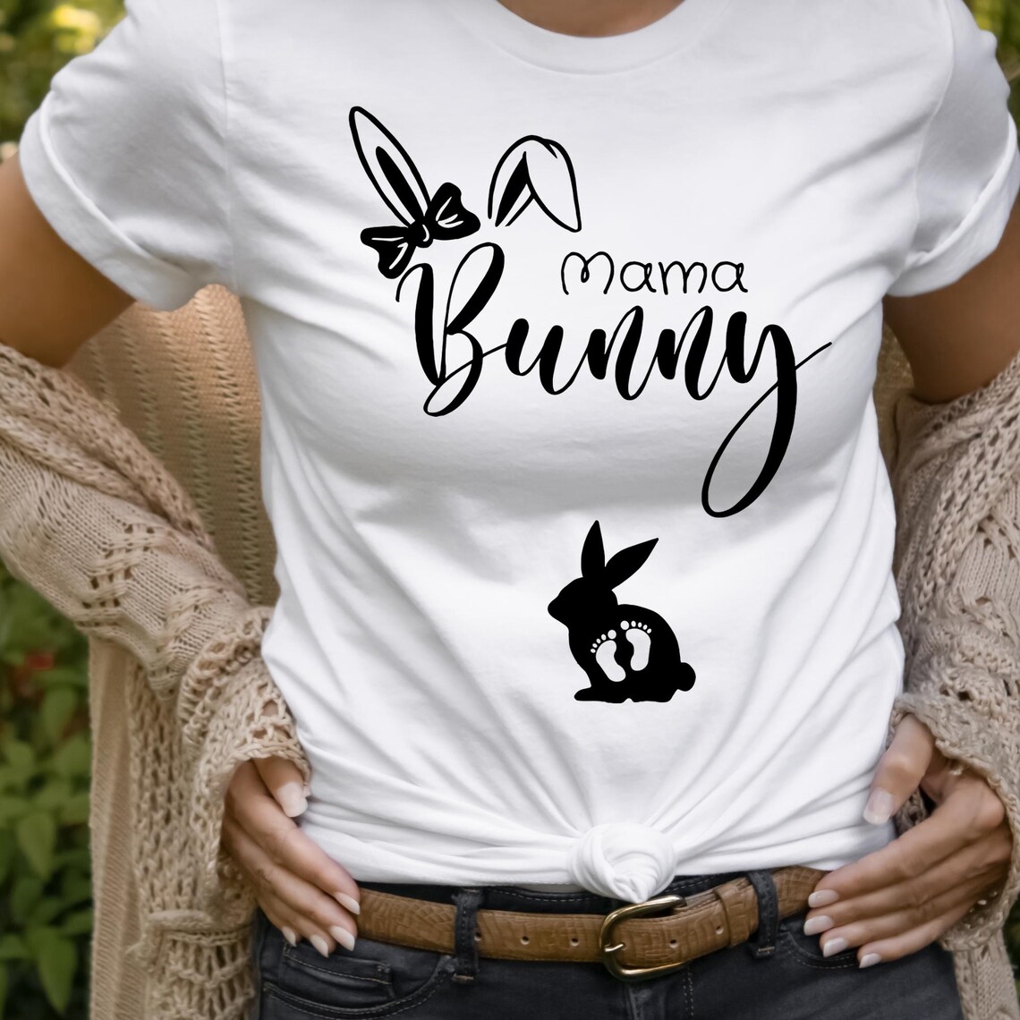 Mama Bunny Easter Adult Women Printed T-shirt 