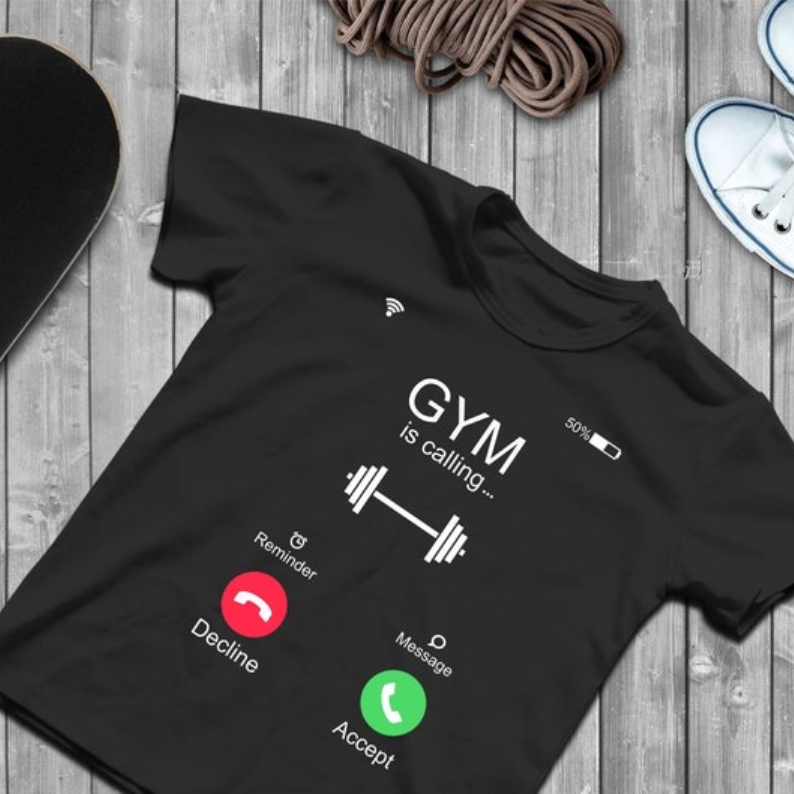 Funny Gym Incoming Call Printed T-shirt
