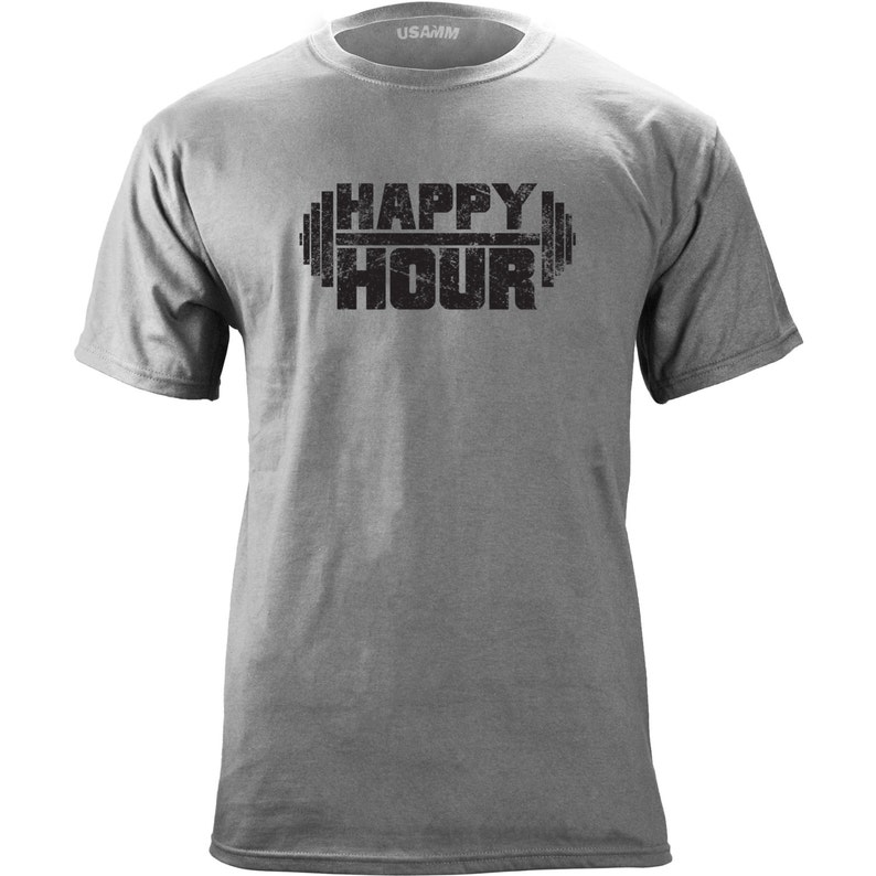 Happy Hour Funny Gym Workout Printed T-shirt