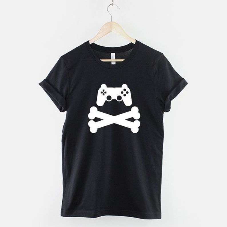 Gamepad Cross Bones Game Gamer Printed T-shirt