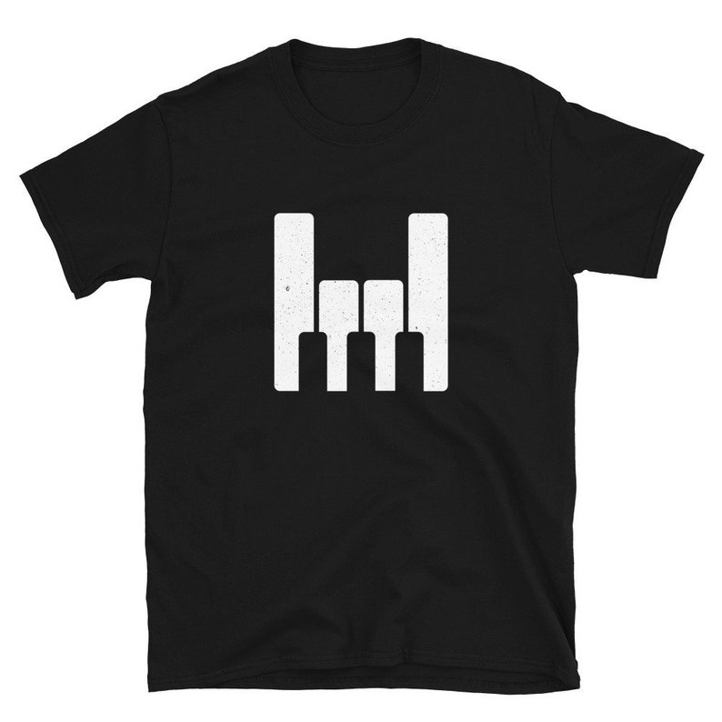 Funny Music Lover Piano Rock Sign Printed T-shirt 