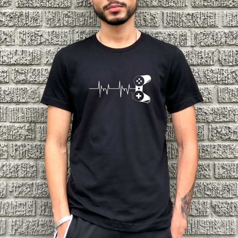 Heart Beat Gamepad Game Gamer Printed T-shirt