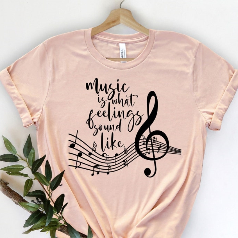 Music is What Feelings Sound Like Music Festival Printed T-shirt 