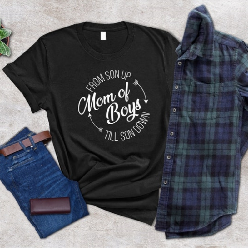 Mother's Day Mom of Boys Printed T-shirt 
